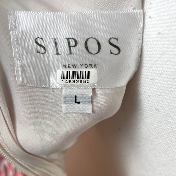 SIPOS NEW YORK Strawberry Floral Midi Dress In White Pink Size Large - Picture 13 of 14